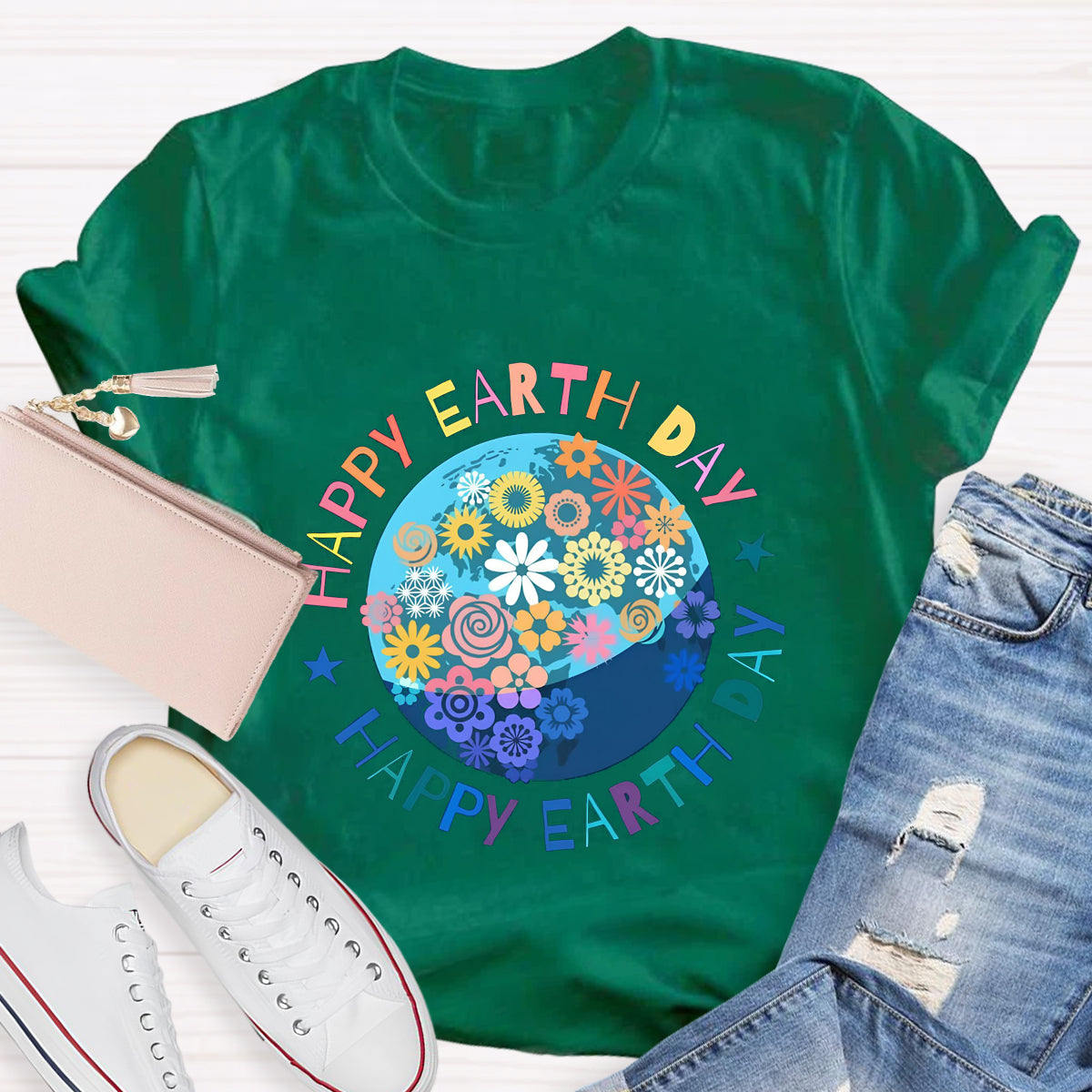 Happy Earth Day Floral Earth T-Shirt