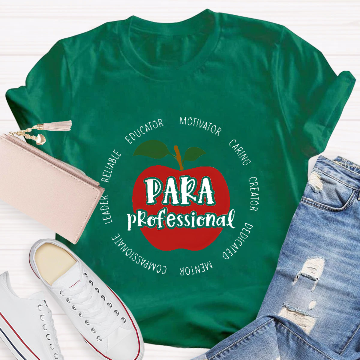 Para Paraprofessional Educator Motivator Red Apple Teacher T-Shirt