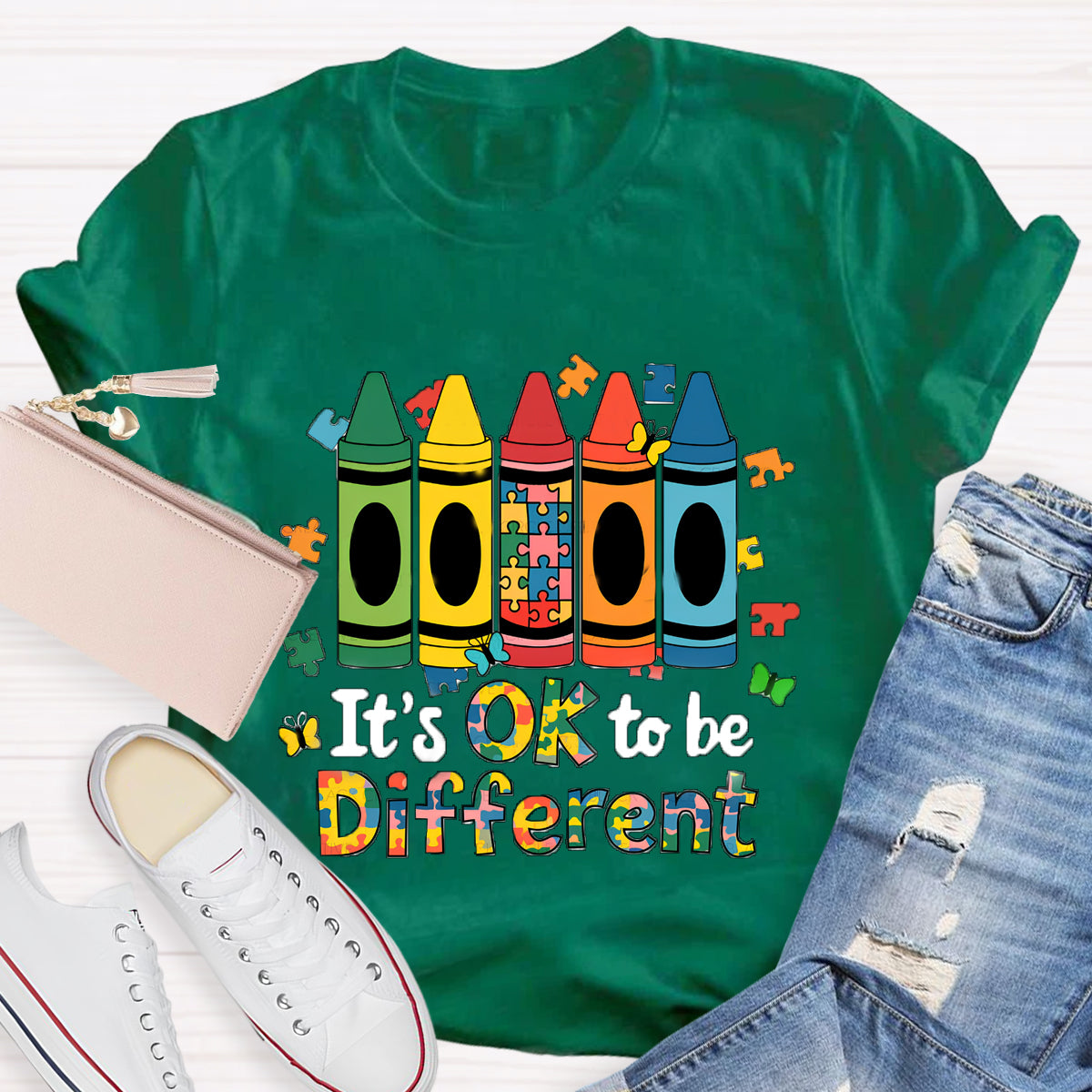 It's Ok To Be Different Colored Crayons T-Shirt