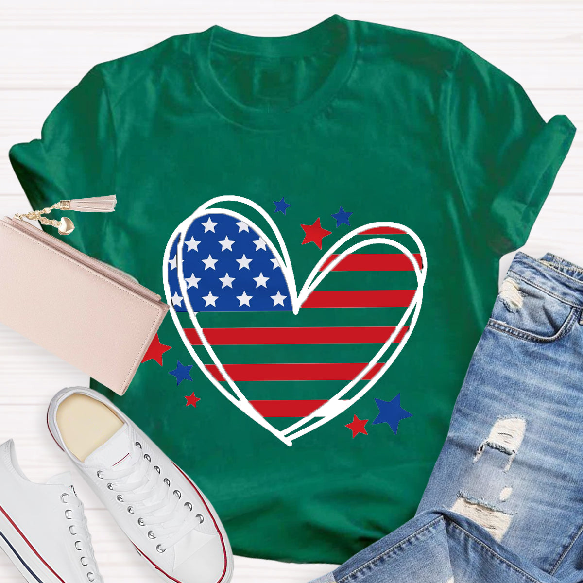 Love Heart USA Teacher T-Shirt