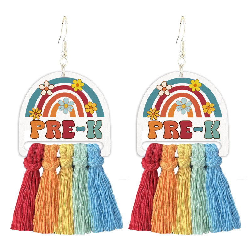 Teacher's colorful tassel earrings