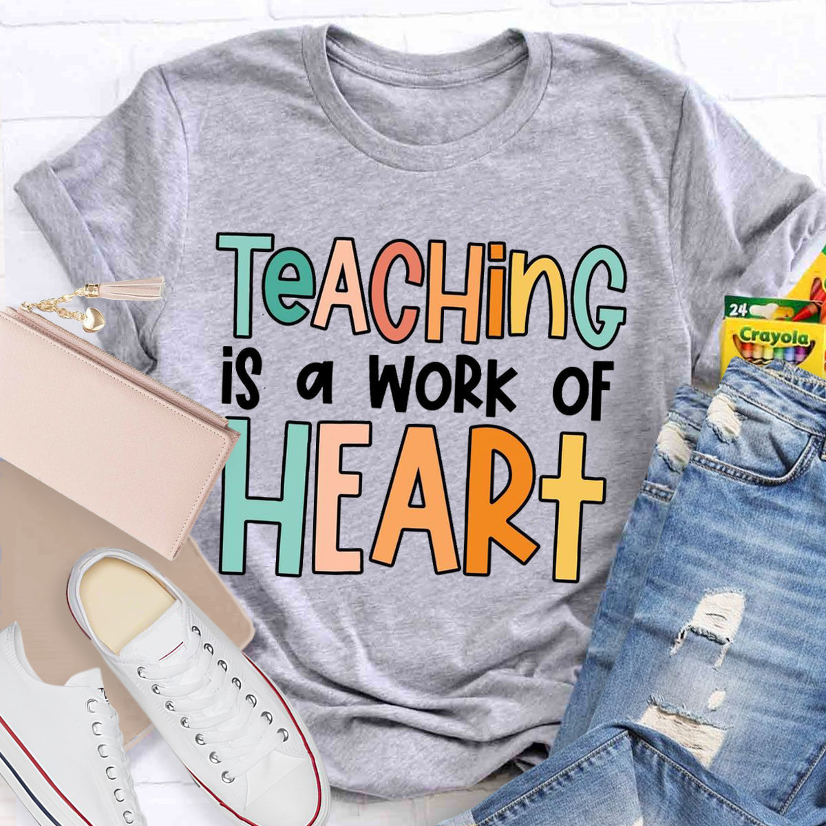 Teaching Is A Work For Heart Teacher T-Shirt