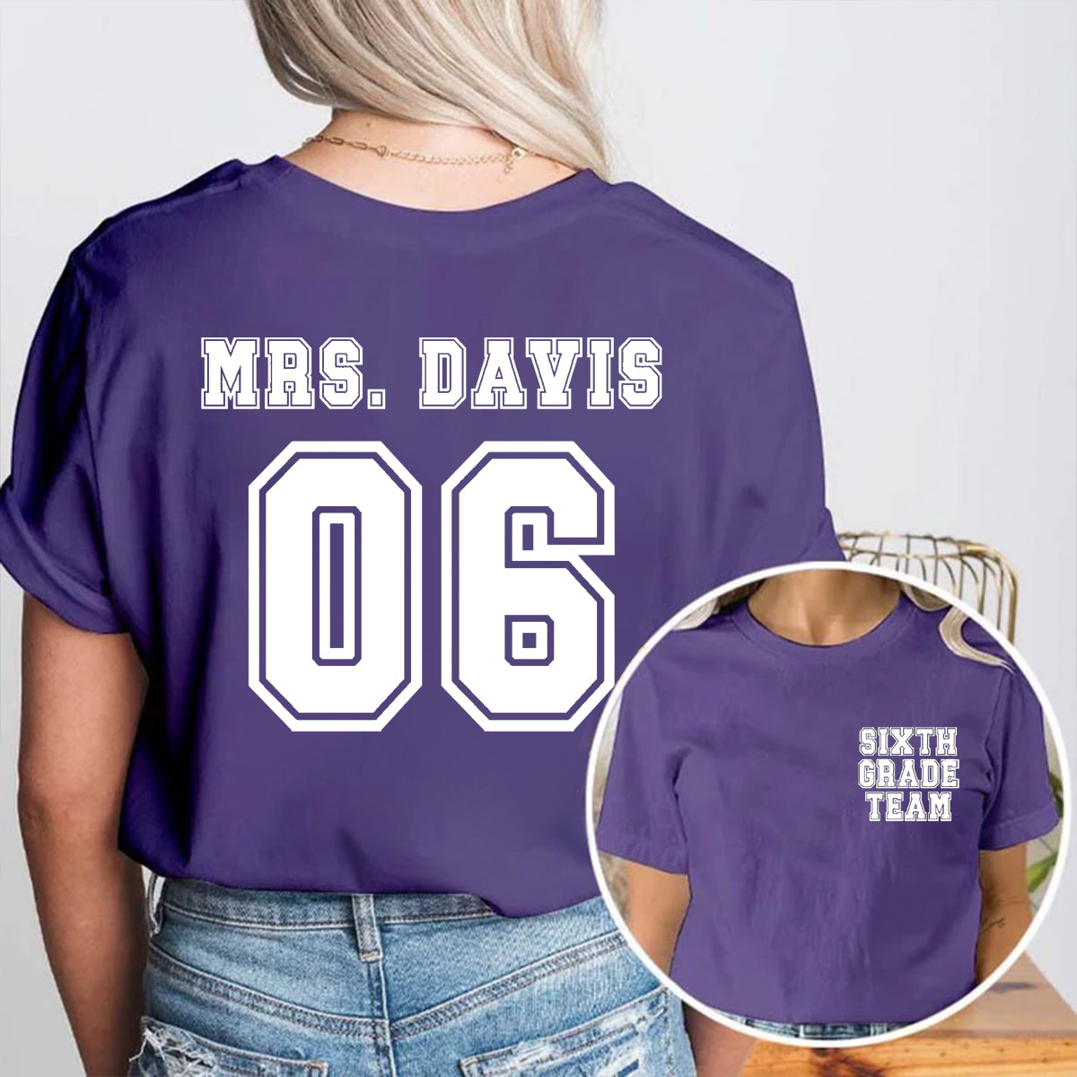Personalized Grade And Name Team Double Printed T-shirt