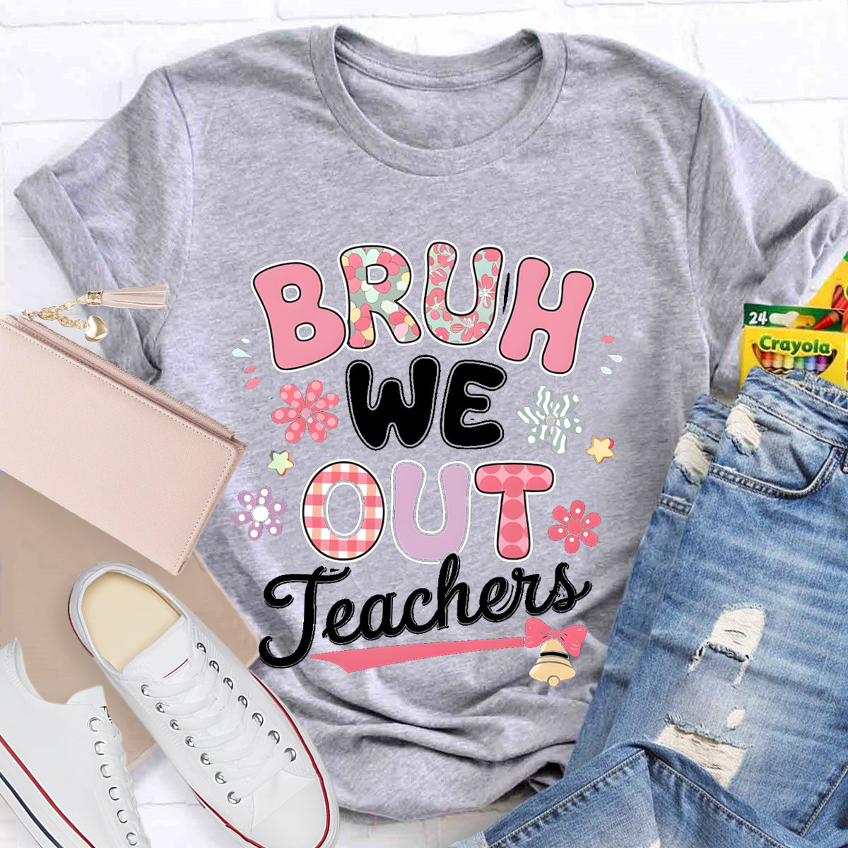 Bruh We Out Teachers Flower Teacher T-Shirt