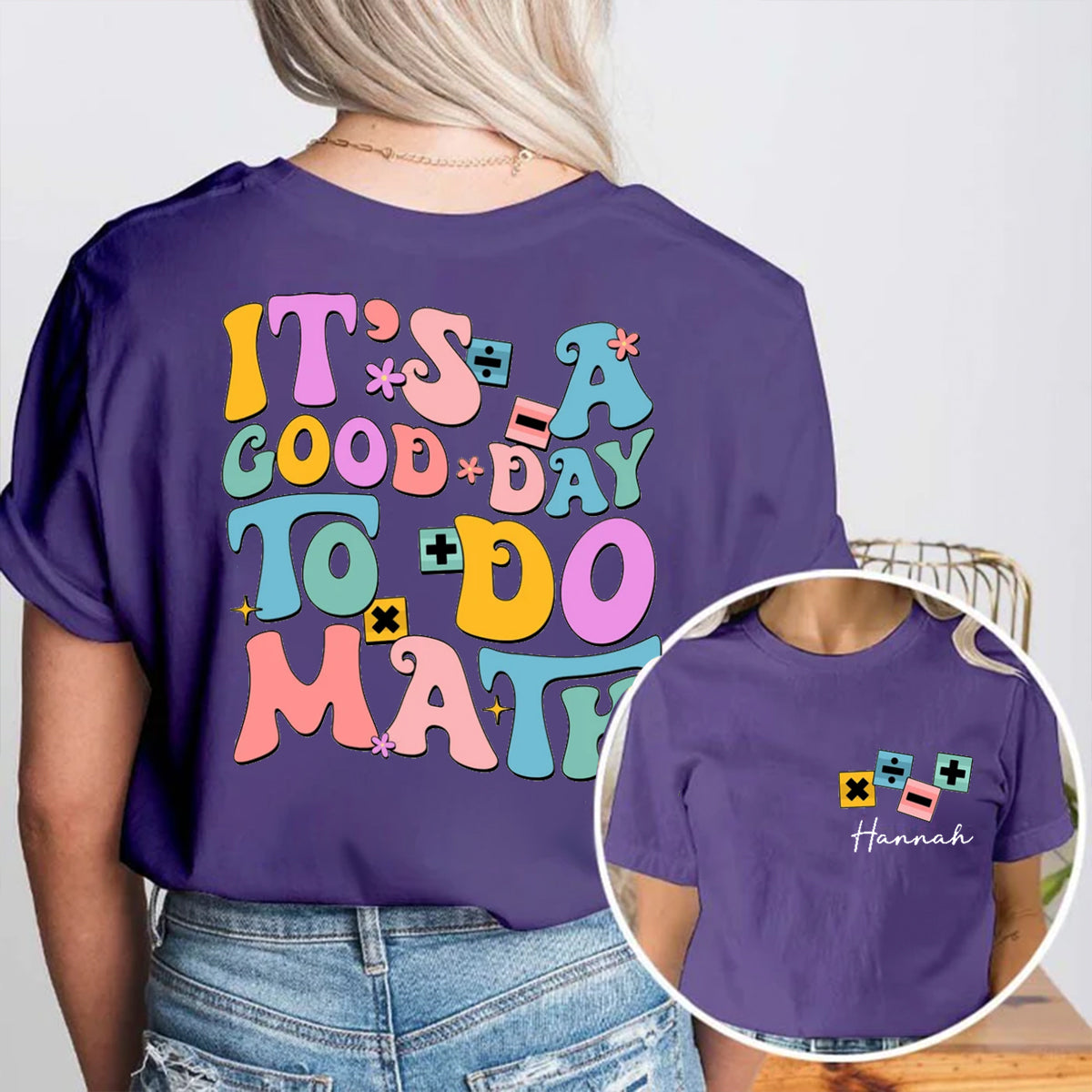 Personalized Name It's A Good Day To Do Math Double Printed T-shirt