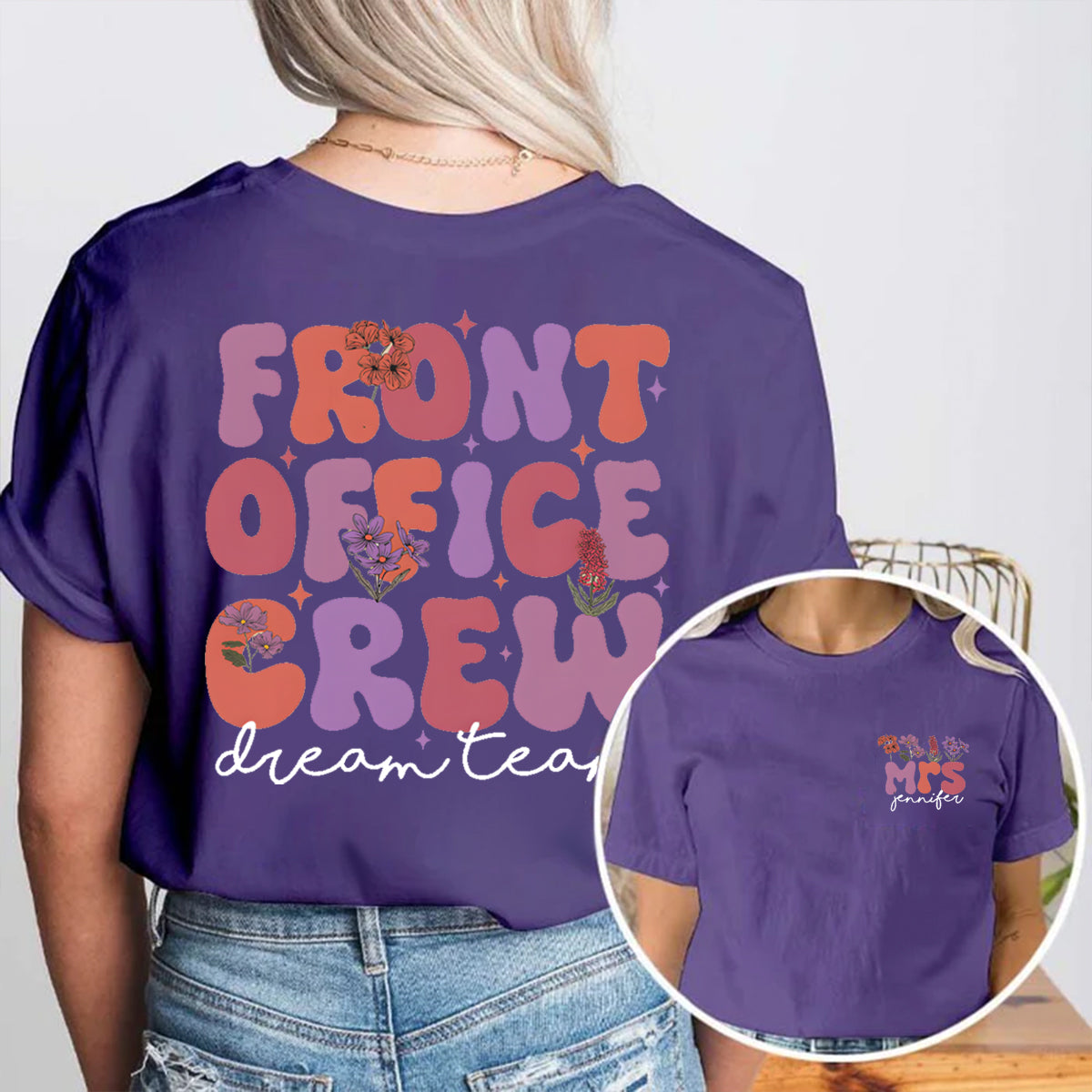 Personalized Name Front Office Double Printed T-shirt