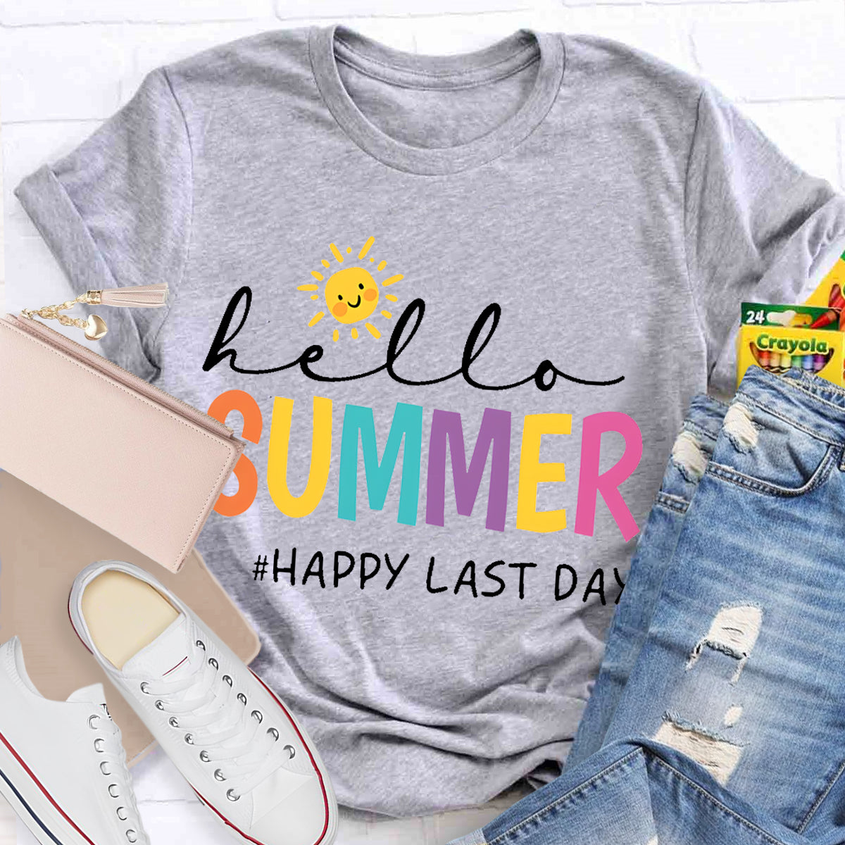 Hello Summer Last Day Sun Teacher T-Shirt