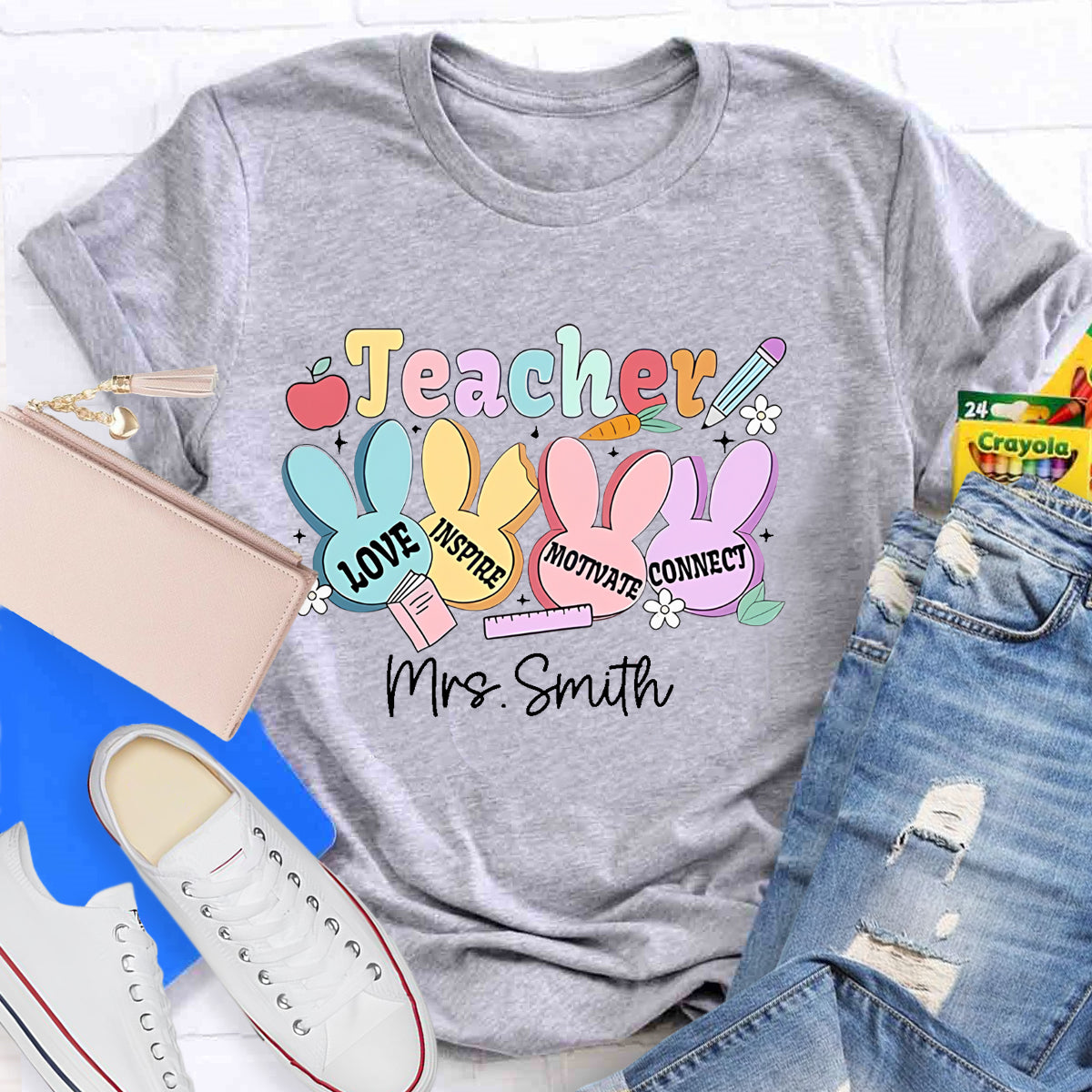 Personalized Name Teacher Love Inspire T-Shirt
