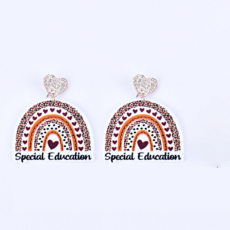 Rainbow Pencil Teacher Earrings