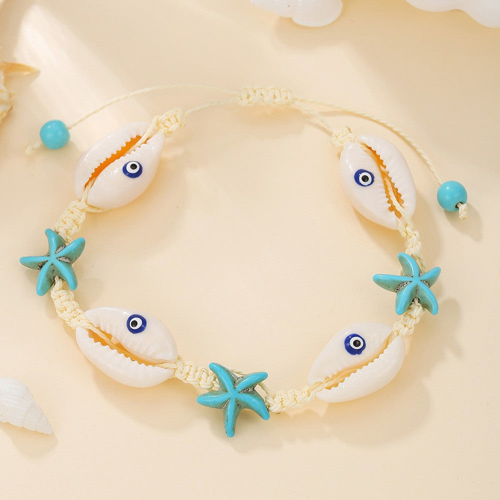 Minimalist Vacation-Style Beaded Bracelet — Featuring Shell Pendant Crushed Stones And Faux Pearls