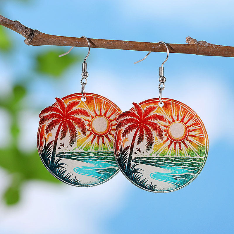 Resort-Style Tropical Palm And Coconut Tree Pendant