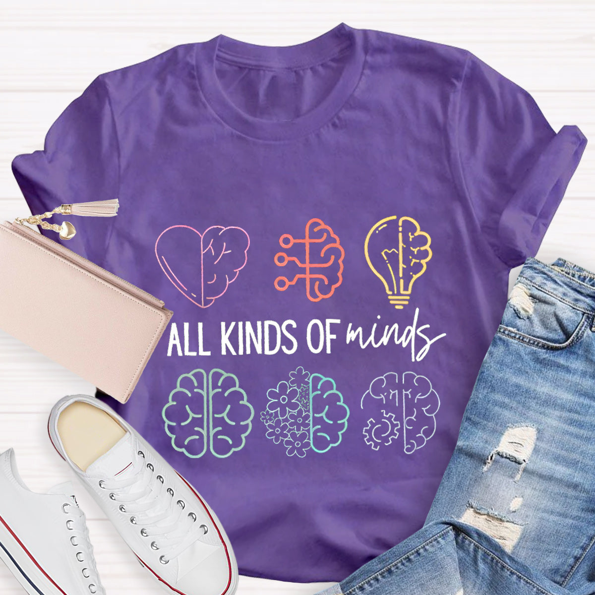Minds Of All Kinds Brains Teacher T-Shirt