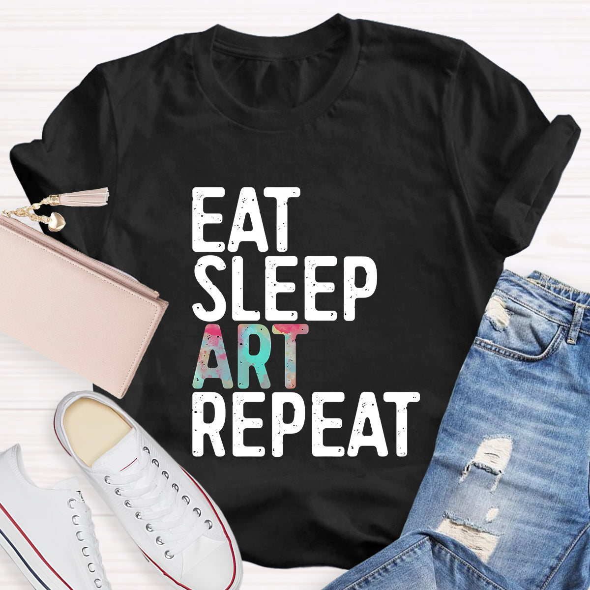 Eat Sleep Art Repeat Teacher T-Shirt
