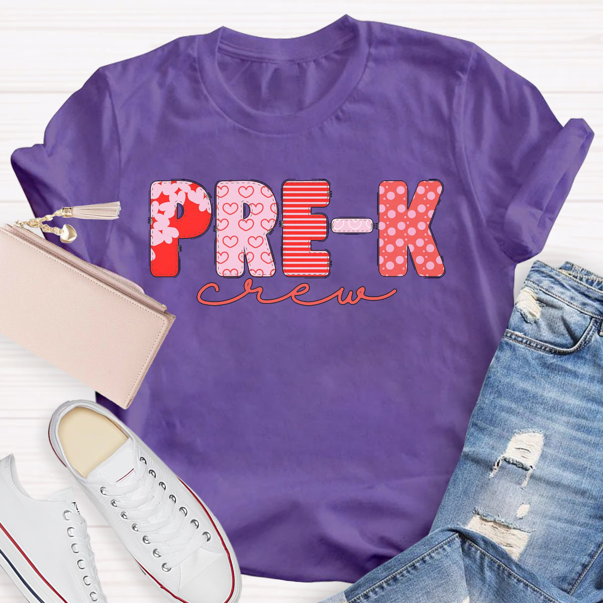 Valentine's Pre-K Crew Teacher T-Shirt