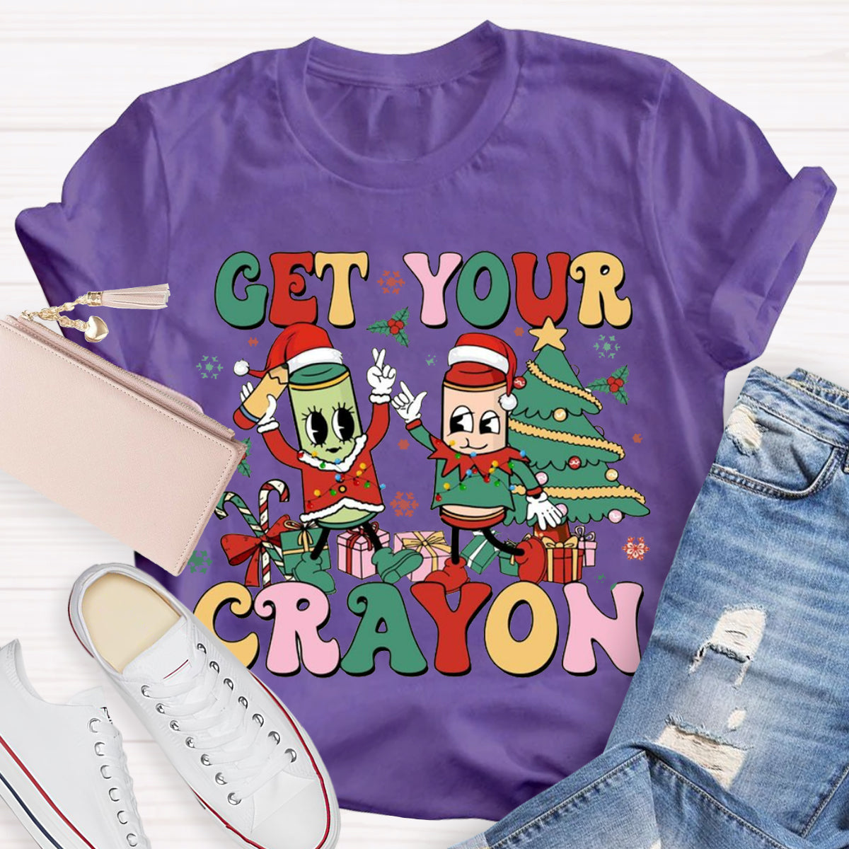Christmas Get Your Crayon Art Teacher T-Shirt