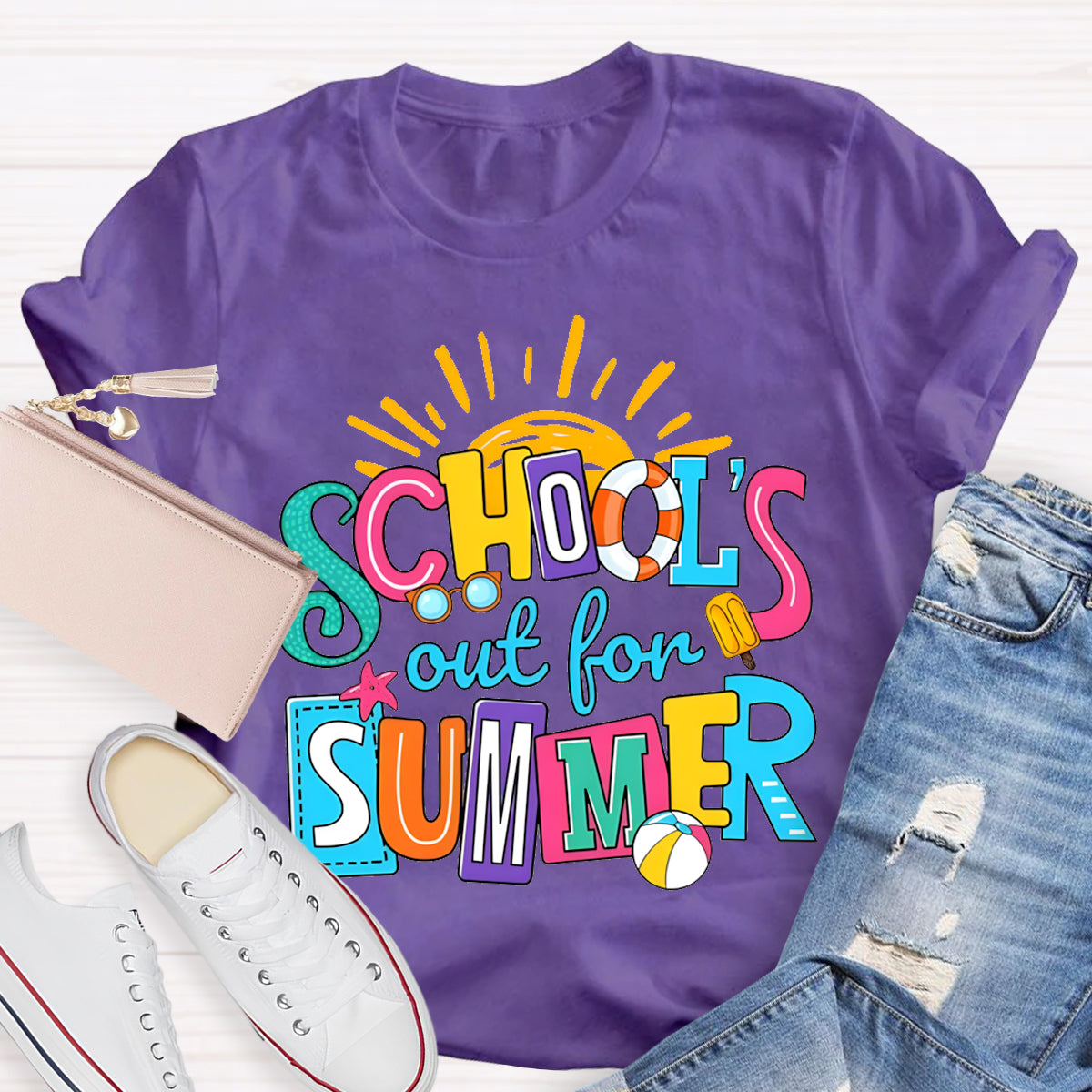Schools Out For Summer Sun Teacher T-Shirt