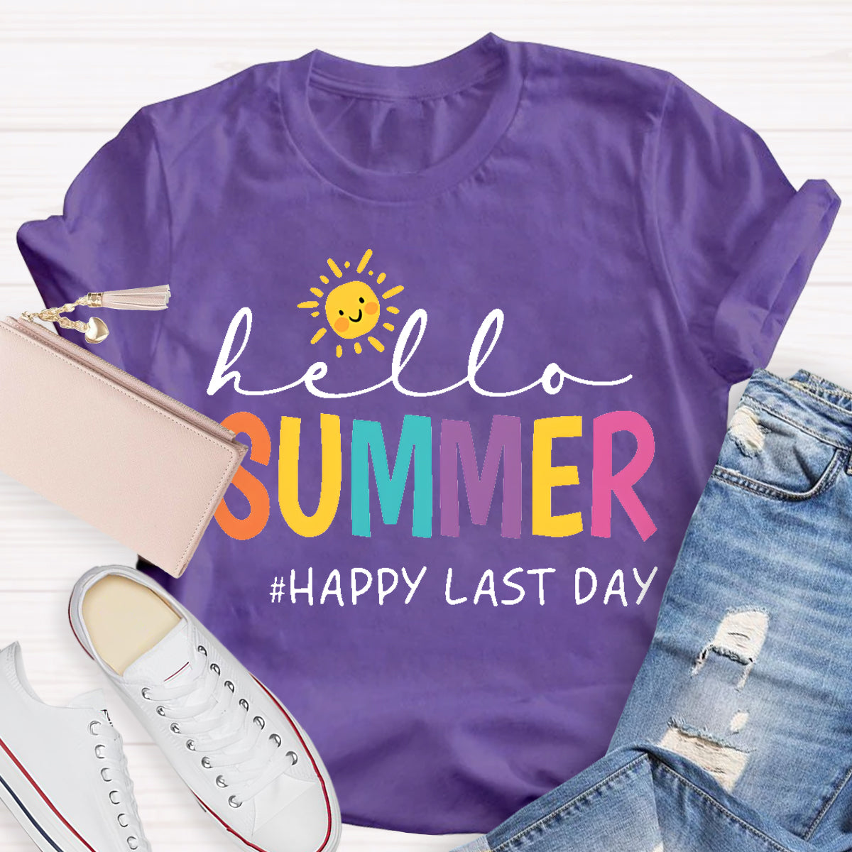 Hello Summer Last Day Sun Teacher T-Shirt