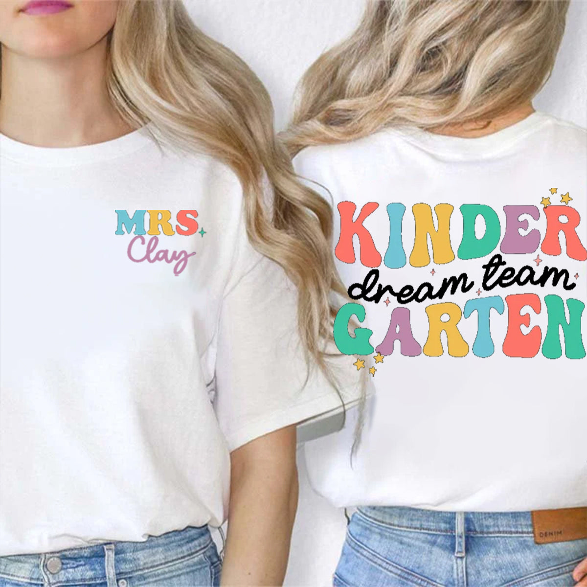Personalized Name And Grade Dream Team Double Printed T-shirt