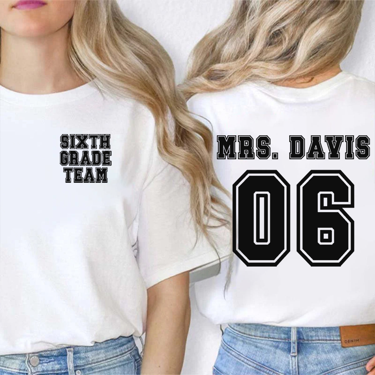 Personalized Grade And Name Team Double Printed T-shirt