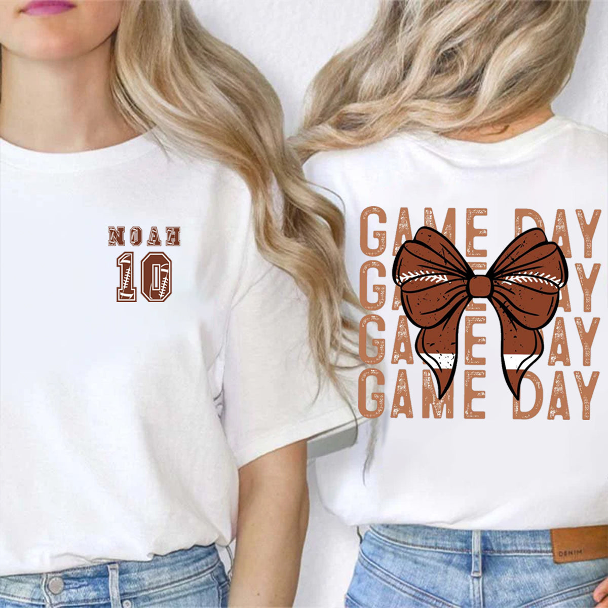 Personalized Name And Number Game Day Double Printed T-shirt