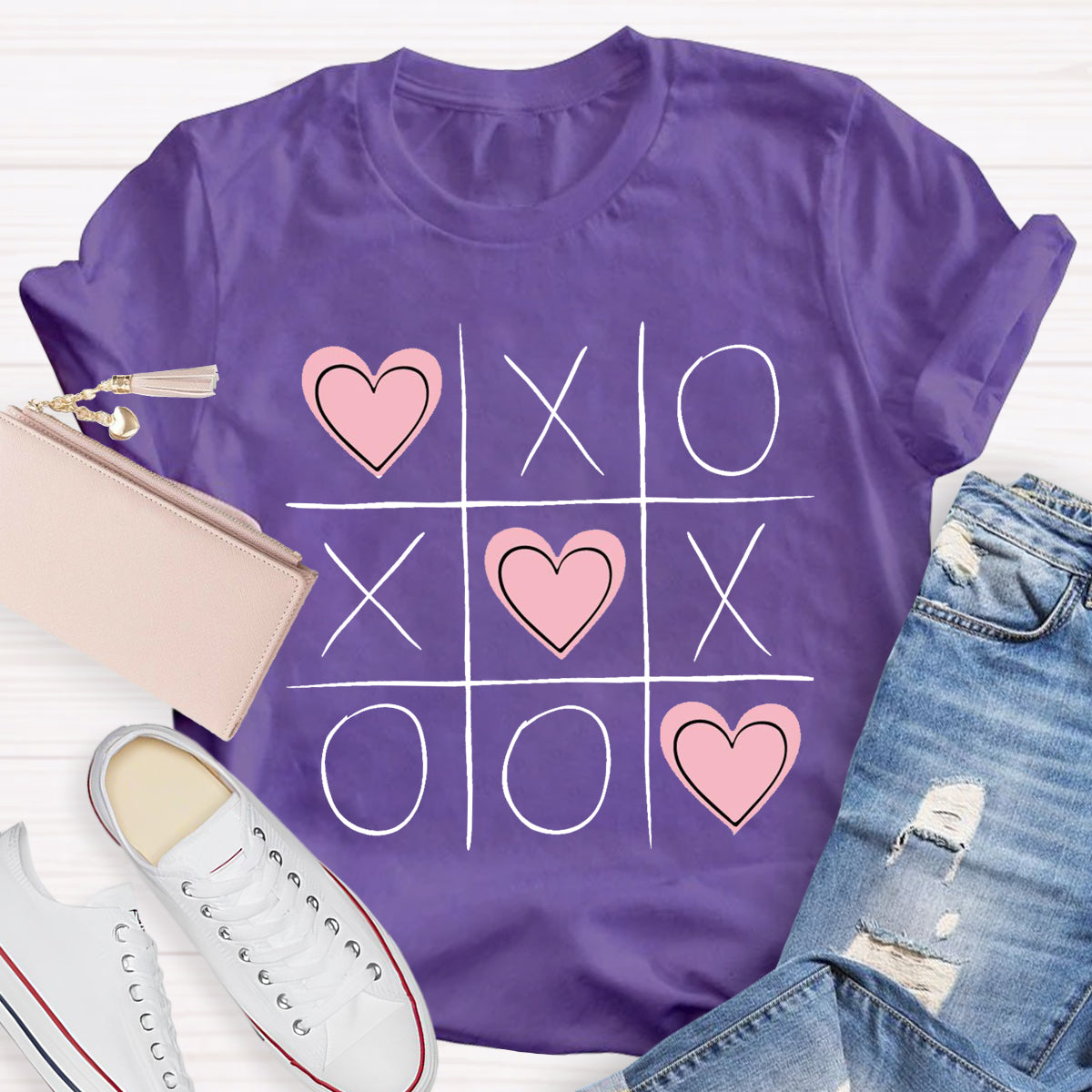 Tic Tac Toe Valentines Love Heart T-Shirt