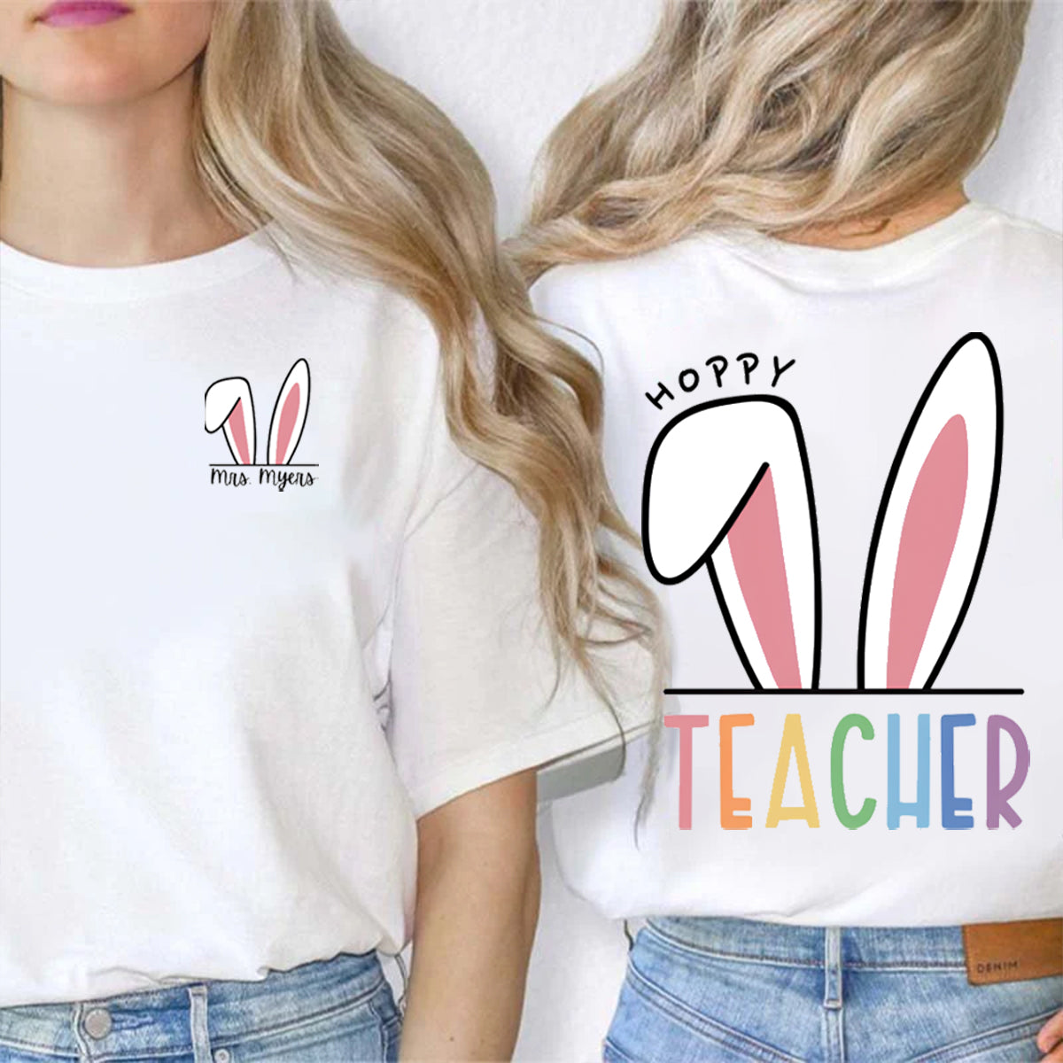 Personalized Name Easter Double Printed T-shirt