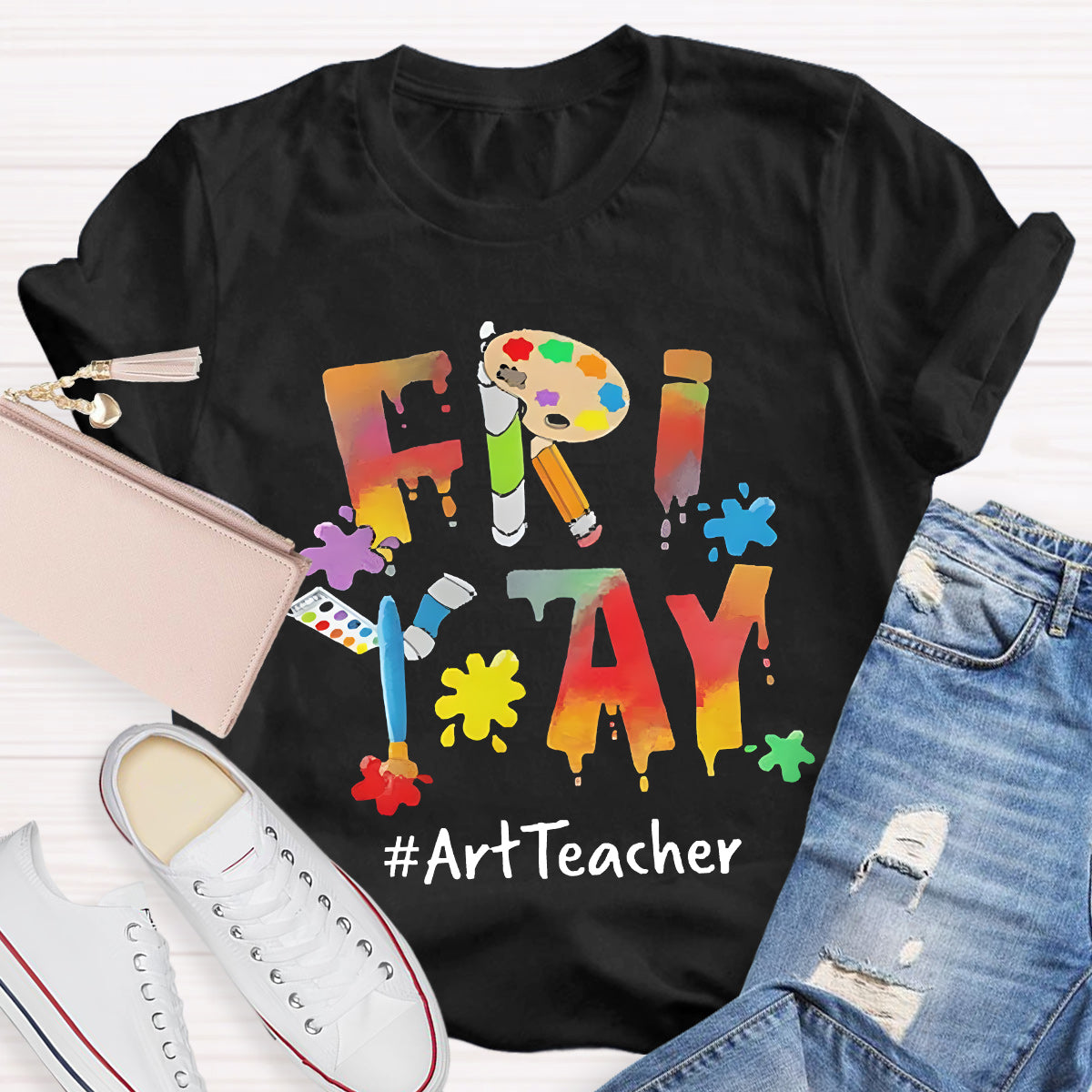 Fri Yay Art Teacher Pencil Teacher T-Shirt