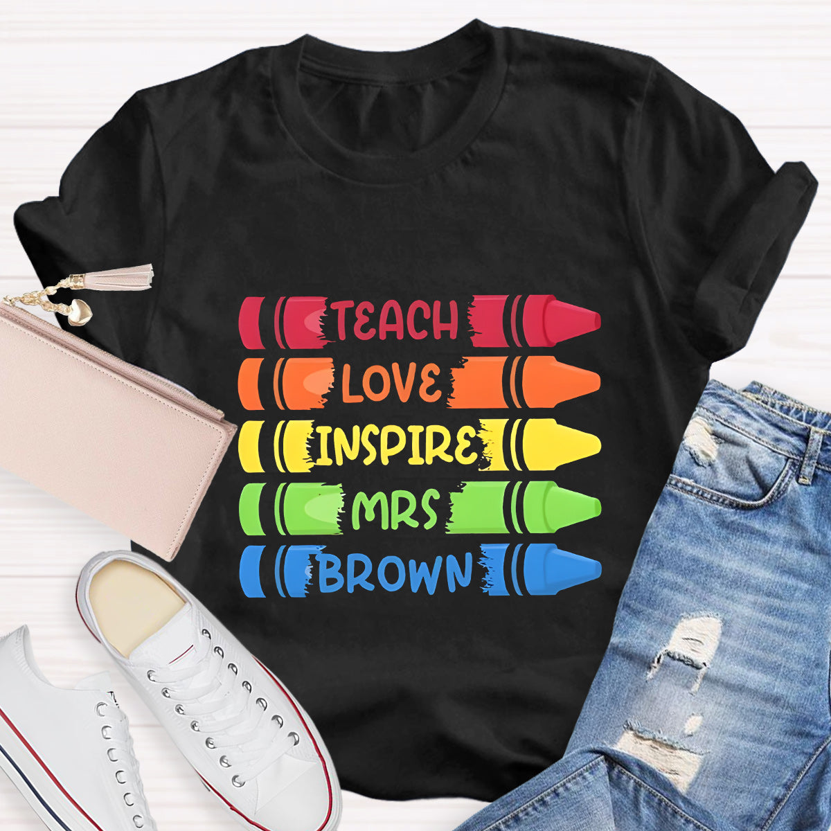 Personalized Name Teach Love Teacher T-Shirt