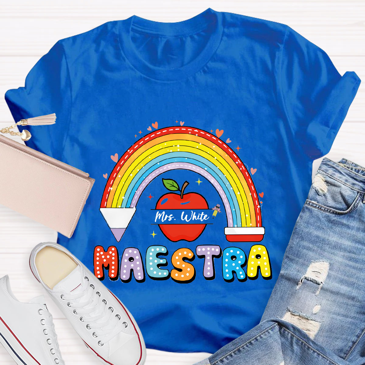 Personalized Name Mrs.White Teacher T-Shirt