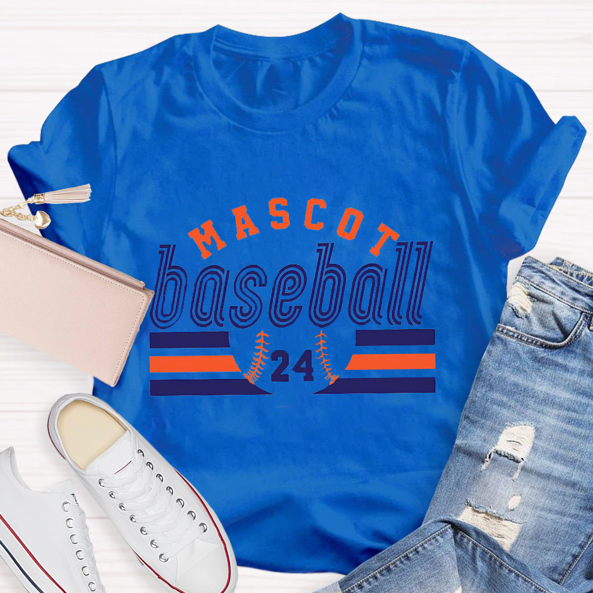 Personalized Mascot And Number Baseball Game T-Shirt
