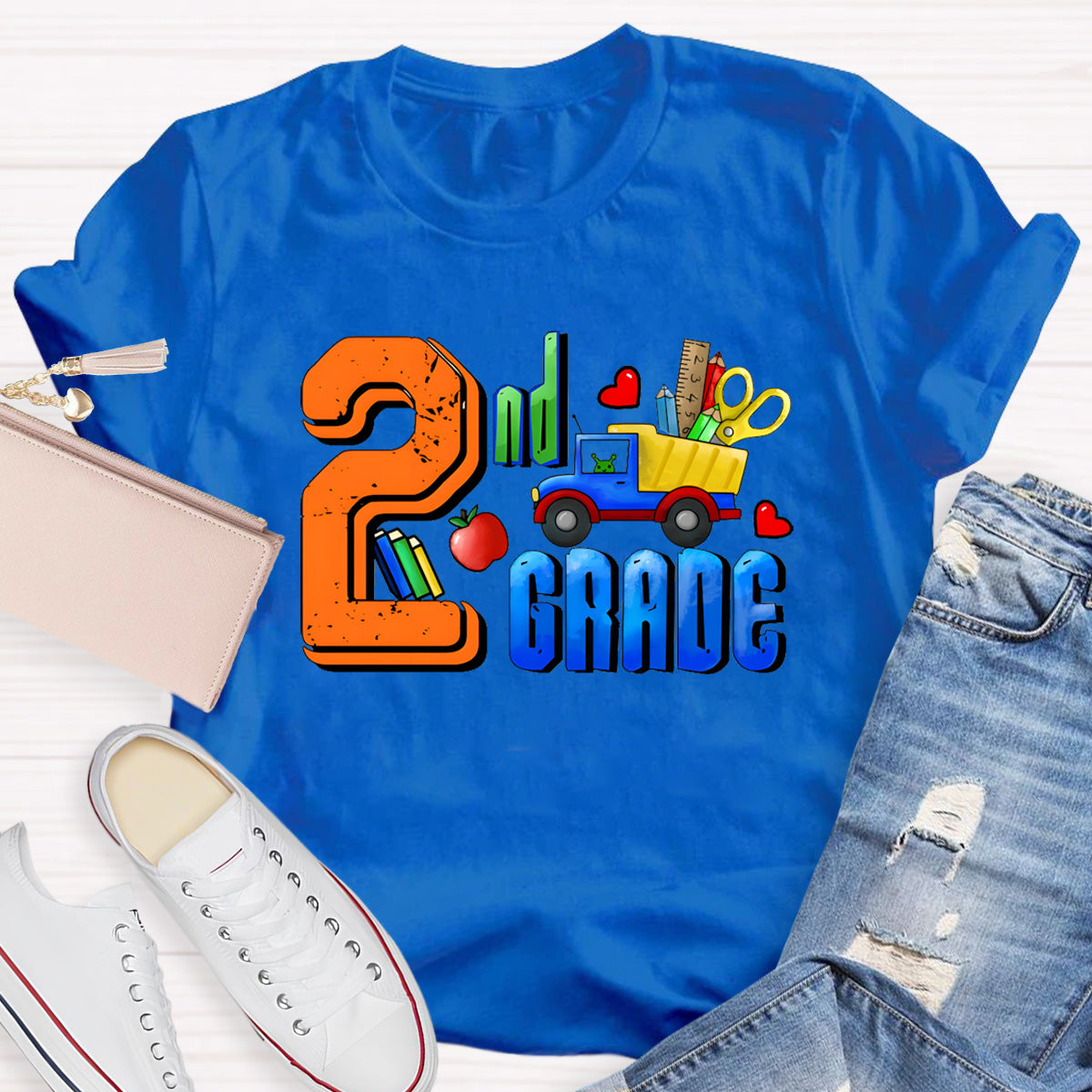Personalized Grade Truck With Teacher's Tool  2nd Grade Teacher T-Shirt