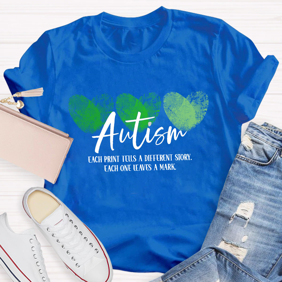 Autism Each One Leaves A Mark Teacher T-Shirt