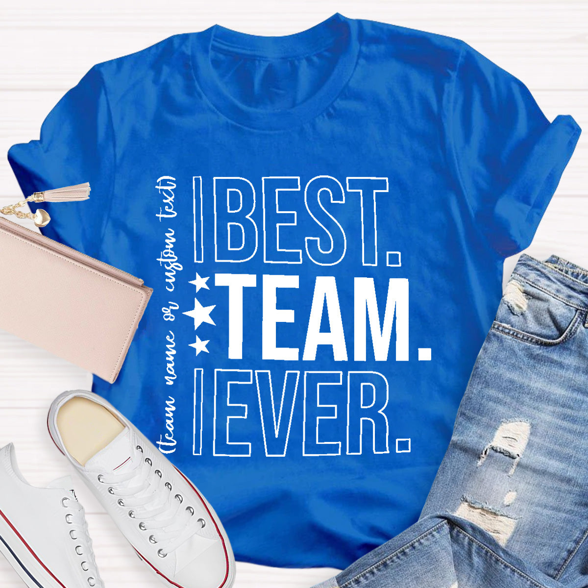 Personalized Best Team Ever Star Printed T-Shirt