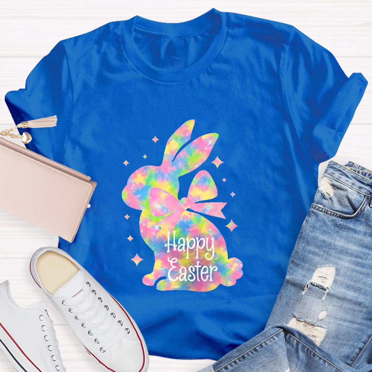 Happy Easter Colorful Bunny Teacher T-Shirt