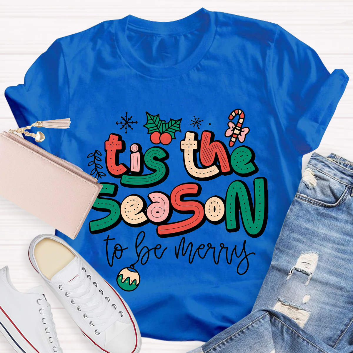 Cute Chrsitmas Tis The Season Teacher T-Shirt