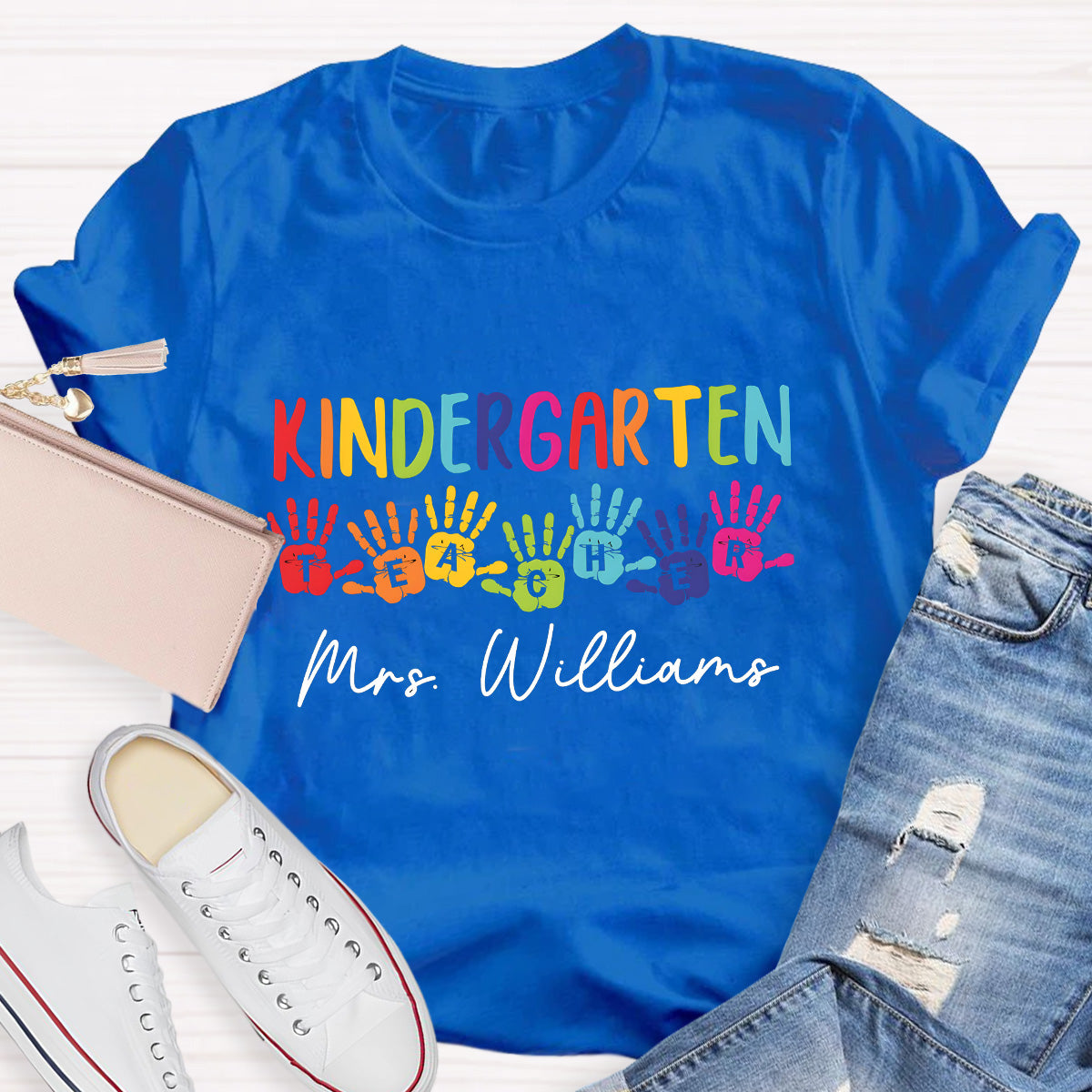 Personalized Name Kindergarten Teacher T-Shirt