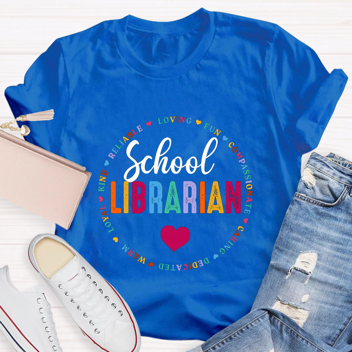 School Librarian Loving Fun Compassionate Teacher T-Shirt