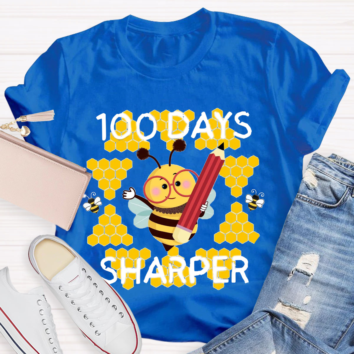100 Days Sharper Funny Bee T-Shirt