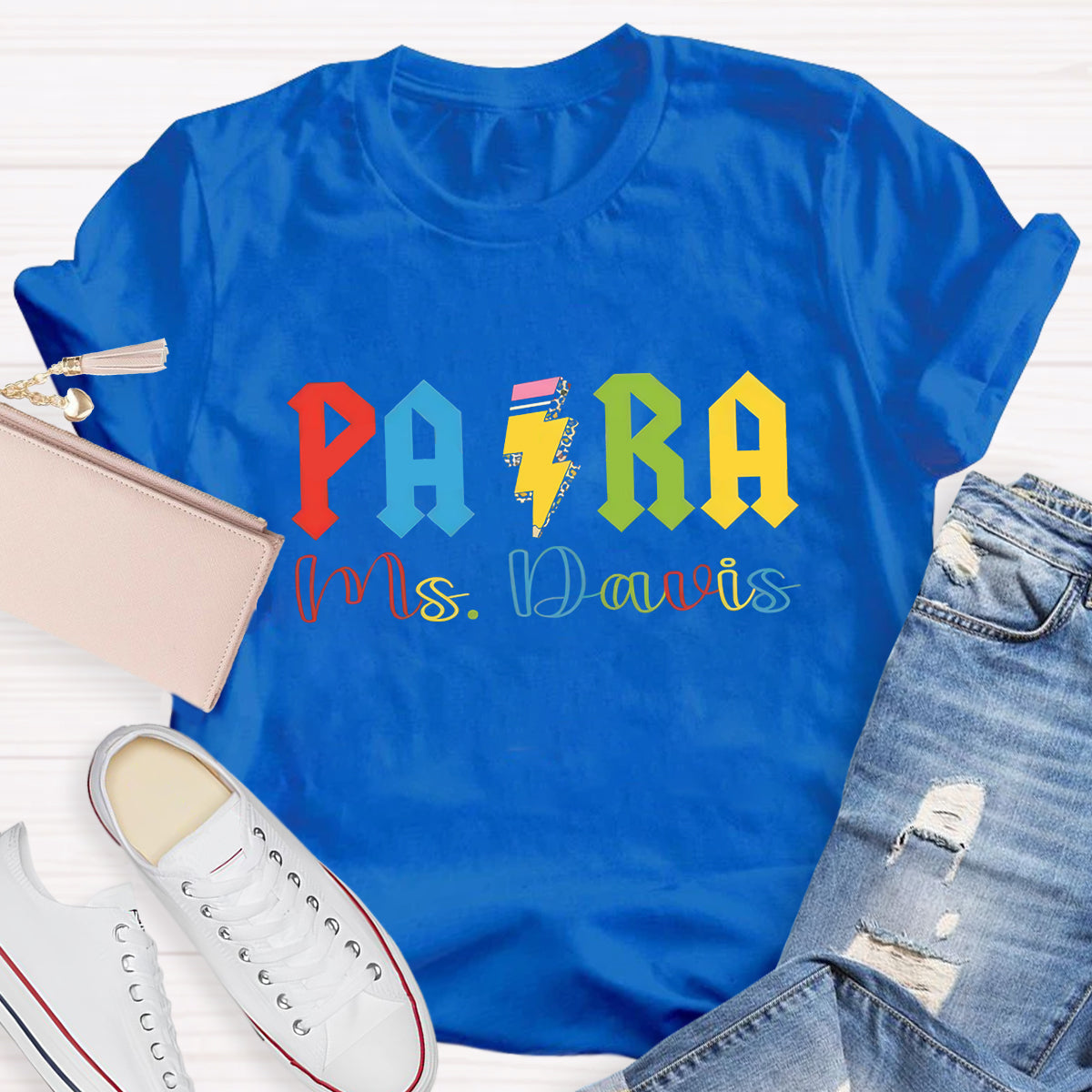 Personalized Para Teacher Name Pencil T-Shirt