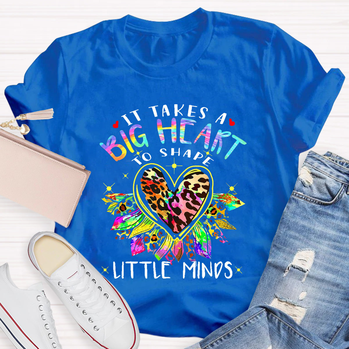 It Takes A Big Heart To Shape Little Minds Leopard Sunflower T-Shirt