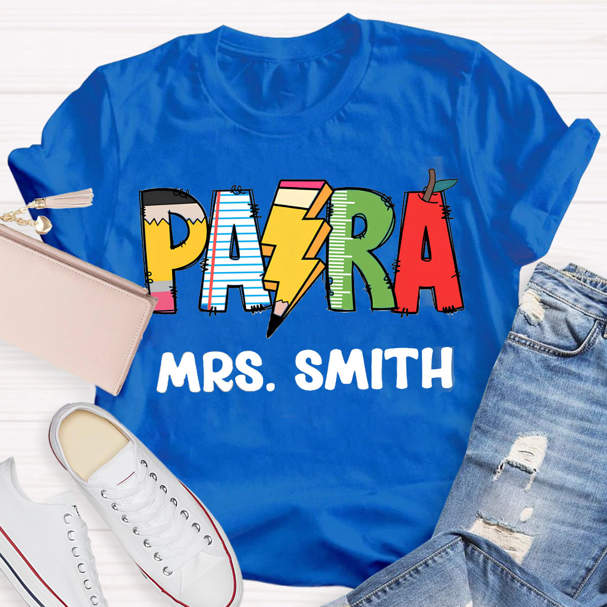 Personalize Name Pencil  Teacher T-Shirt