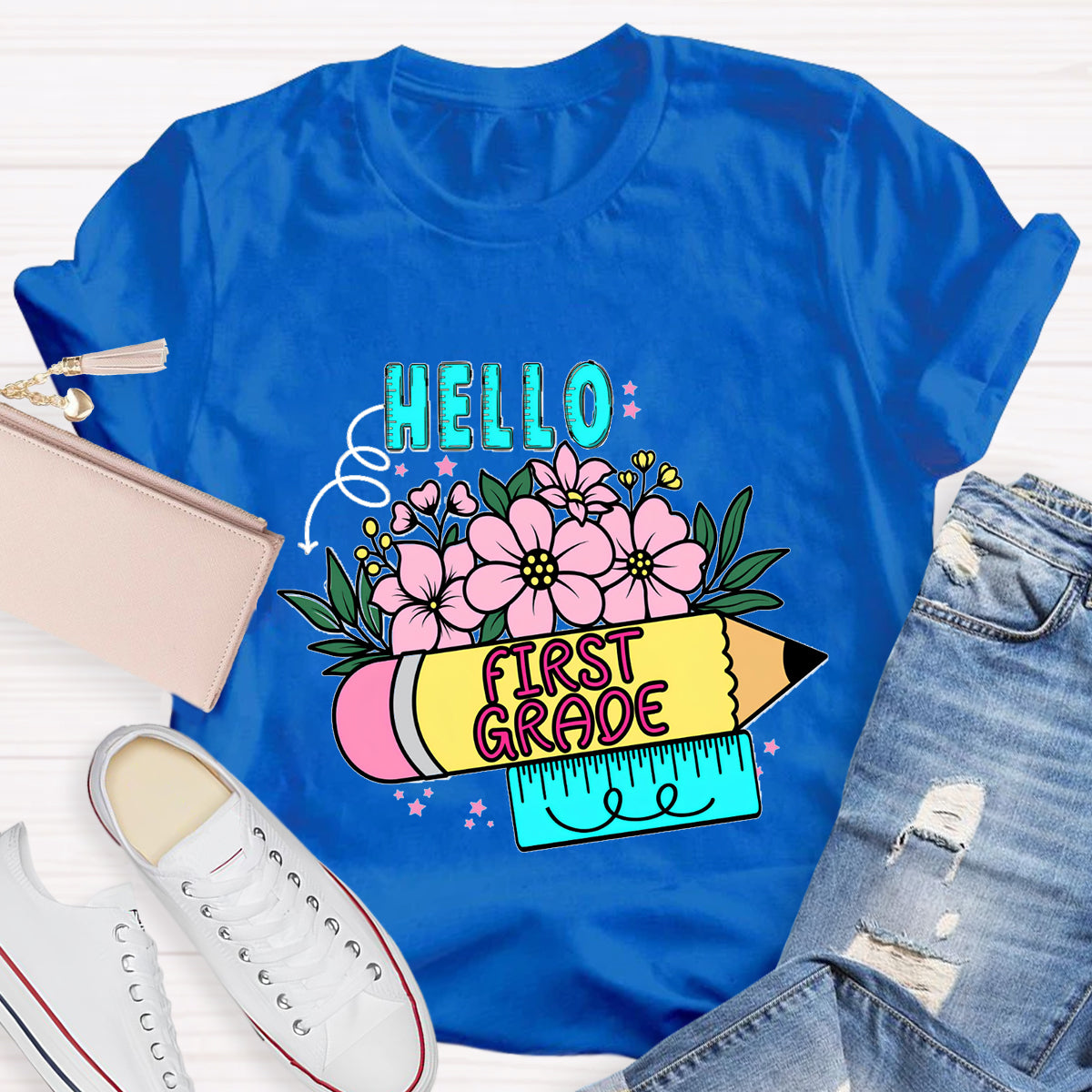 Personalized Grade Hello First Grade Back To School T-Shirt