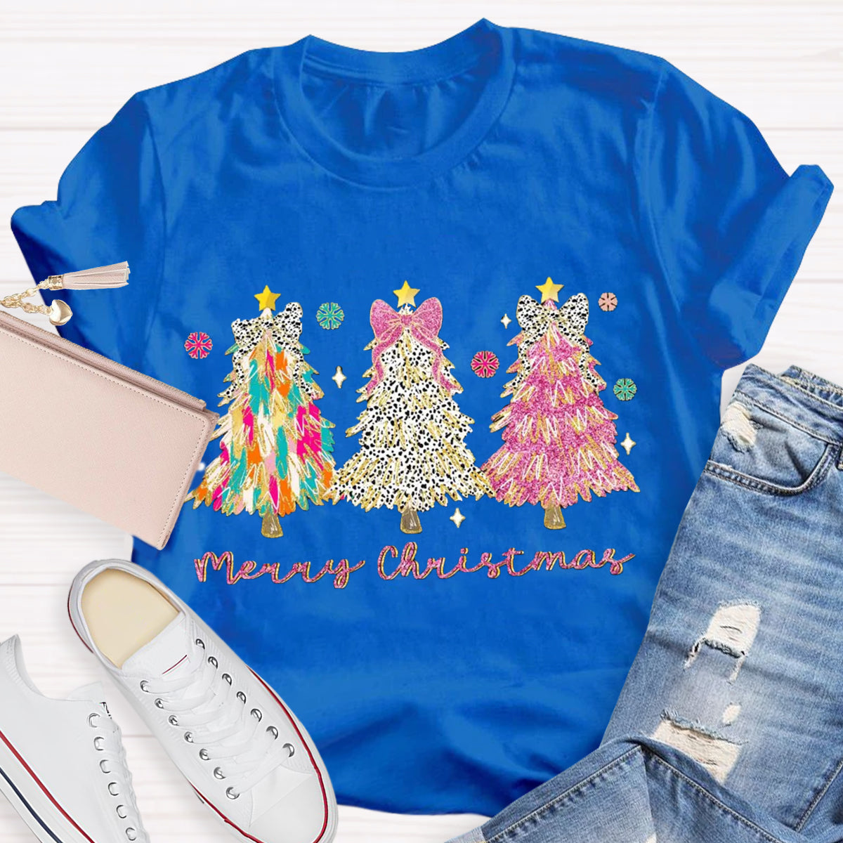 Colorful Coquette Glitter Christmas Tree T-Shirt