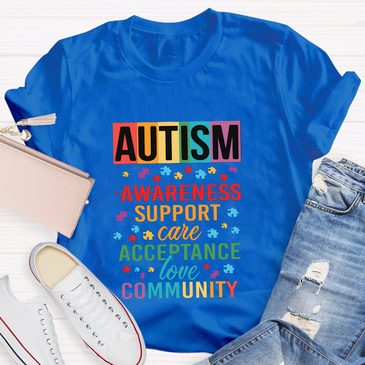 Autism Awareness Support Care Acceptance Love T-Shirt