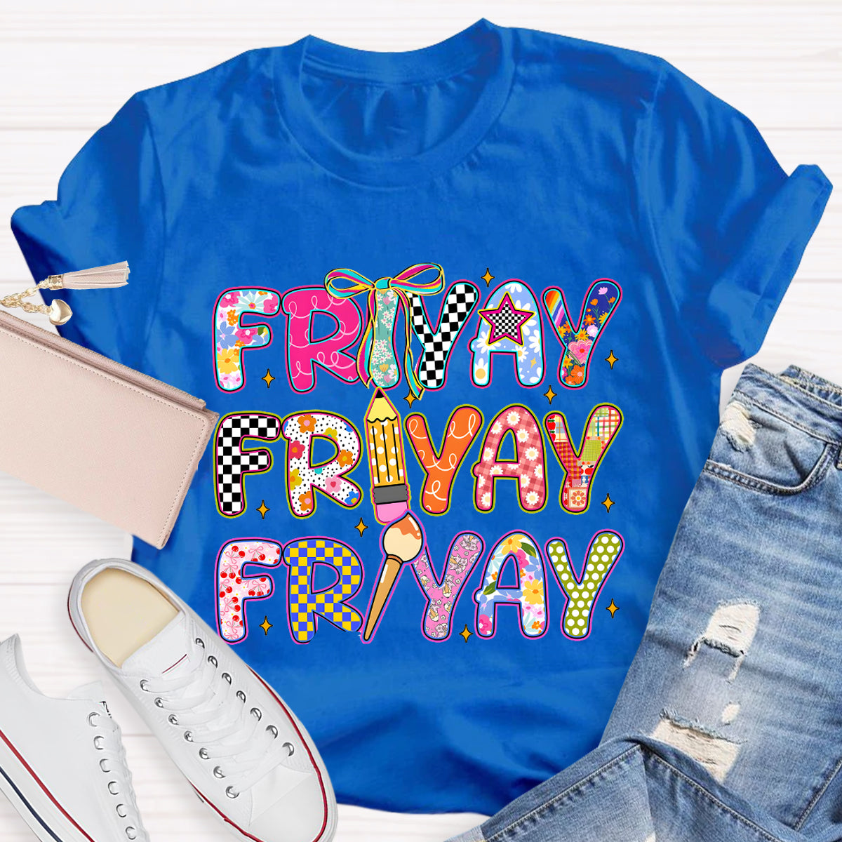Friyay Star Pencil Teacher T-Shirt