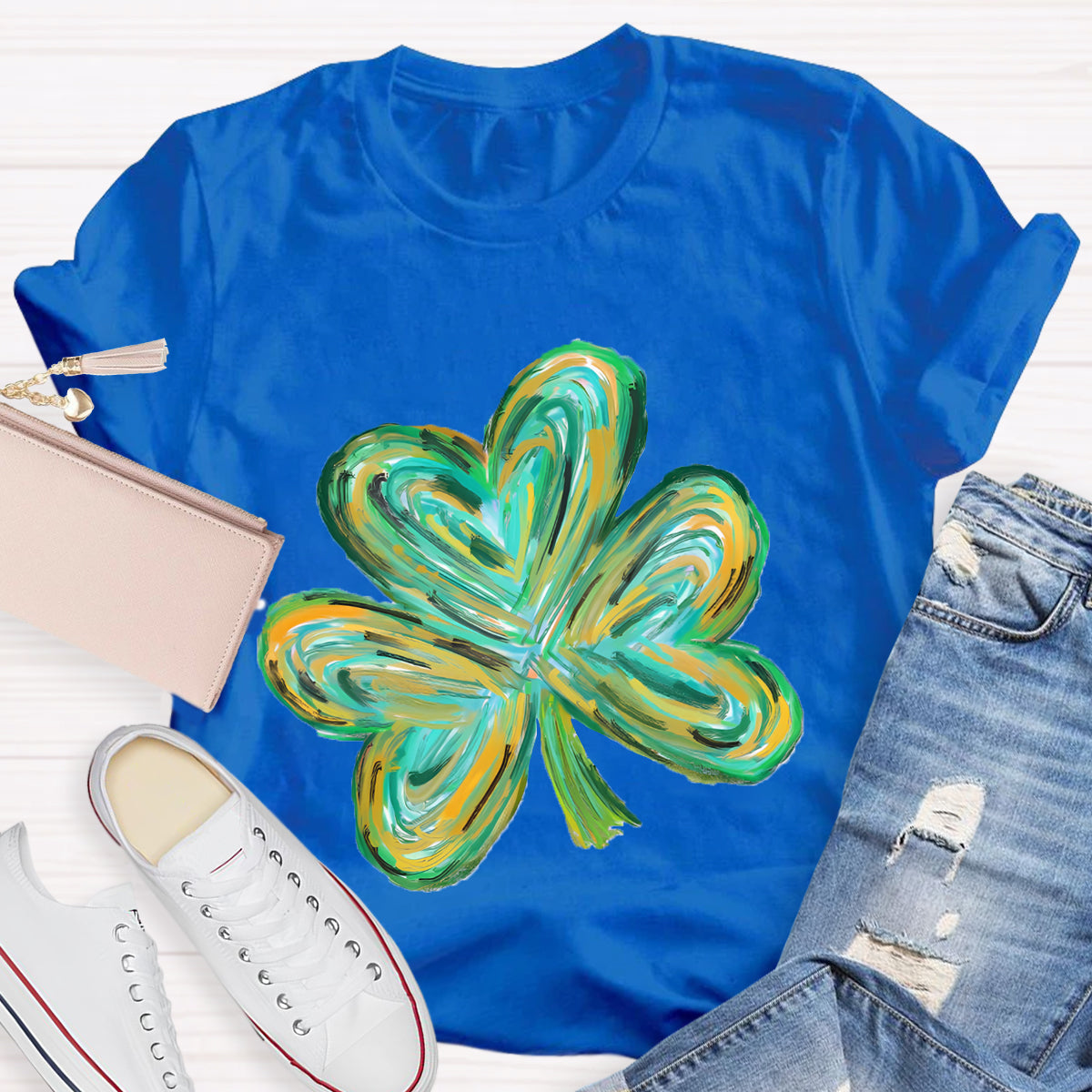 Colorful Clover St Patrick's Day Teacher T-Shirt