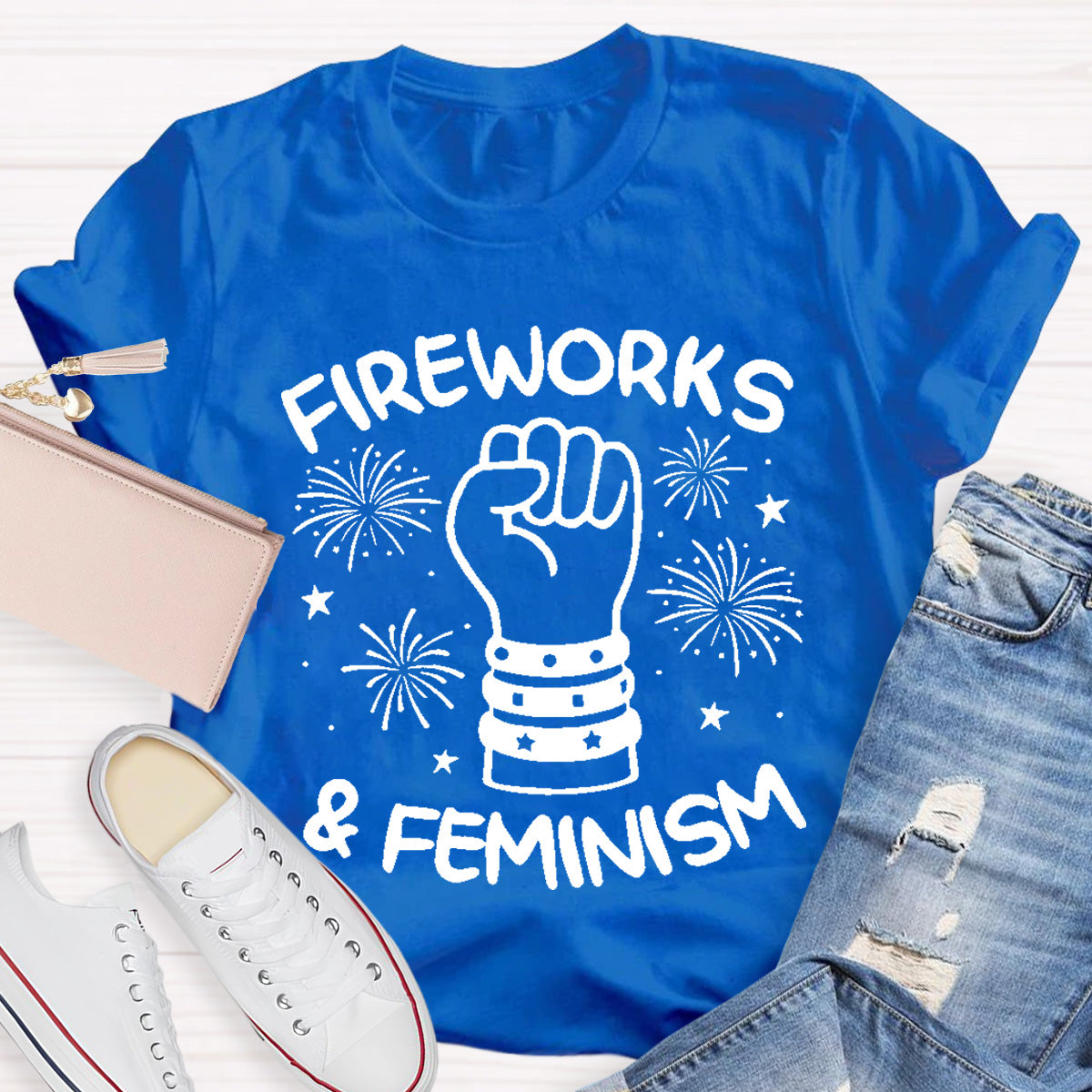 Fireworks And Feminism Teacher T-Shirt