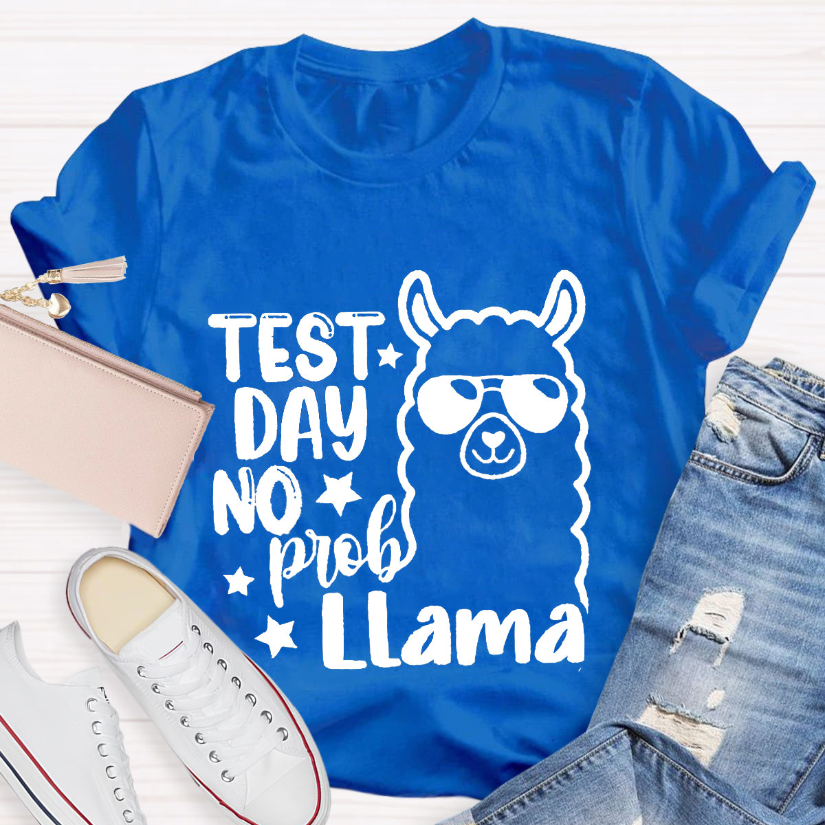 Test Day No Prob Llama Teacher T-Shirt