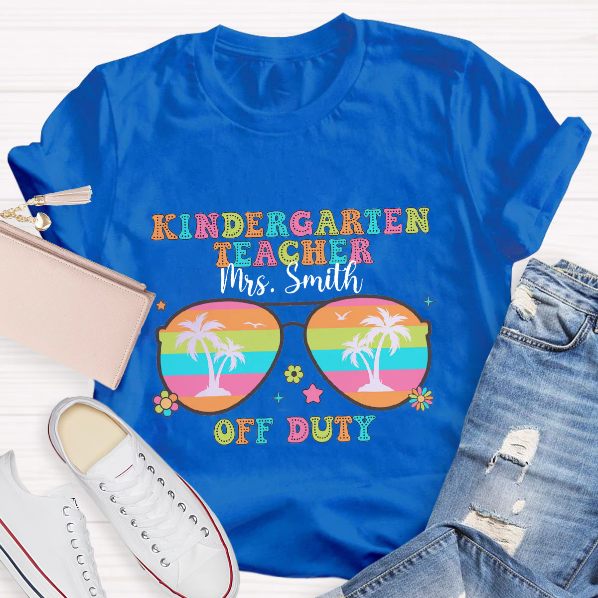 Personalized Name And Grade Off Duty Teacher T-Shirt