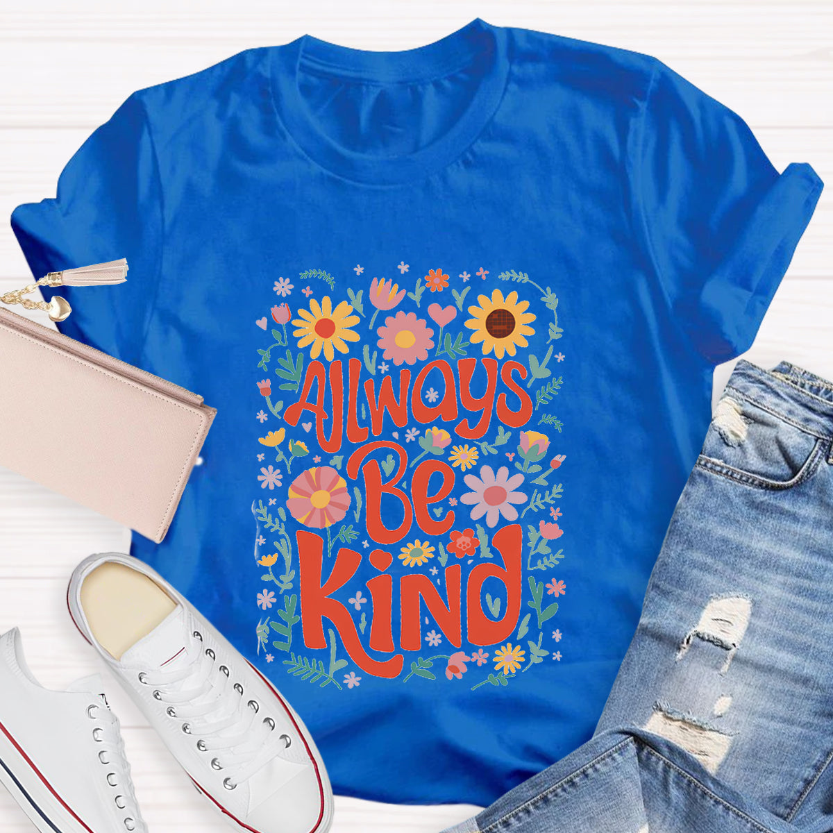Always Be Kind Floral Teacher T-Shirt